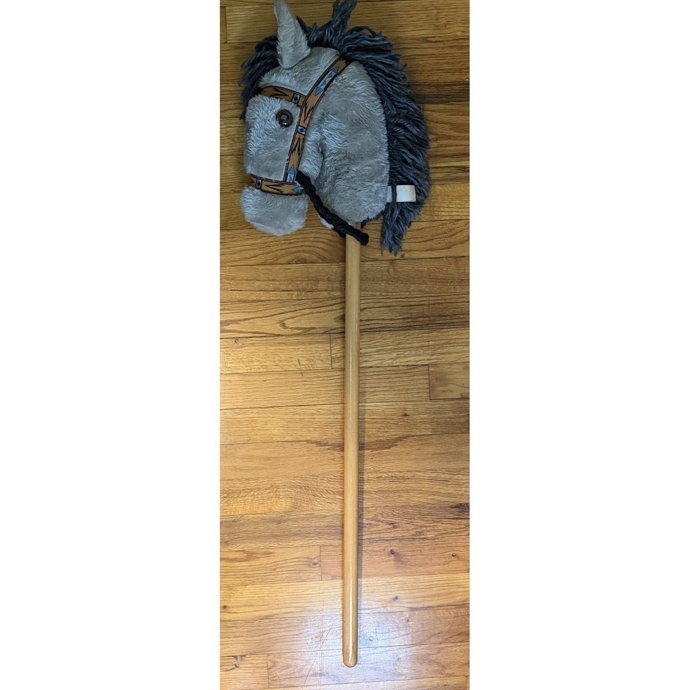 Montana Toy Company Grey‎ Stick Horse w/ Braided Bridle Vintage